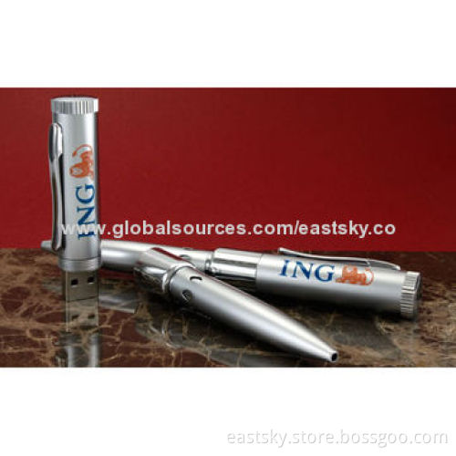 Customized Pen-shaped USB Drive, Logos Imprint and Advertisement Data Pre-loading Welcome